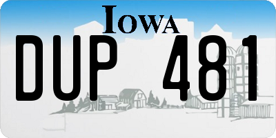 IA license plate DUP481