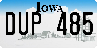 IA license plate DUP485