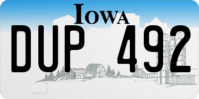 IA license plate DUP492