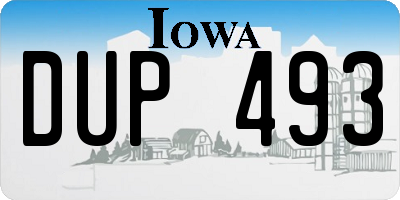 IA license plate DUP493