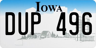 IA license plate DUP496
