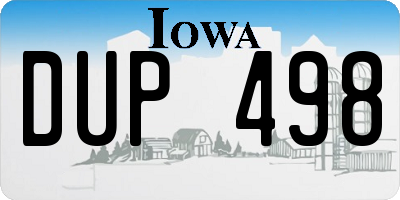 IA license plate DUP498