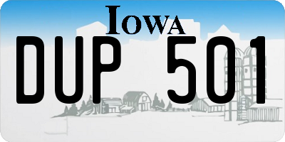 IA license plate DUP501