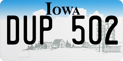 IA license plate DUP502