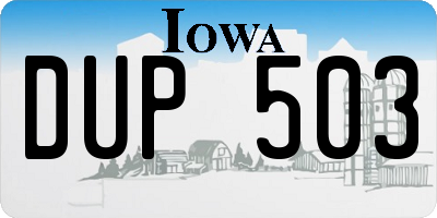 IA license plate DUP503