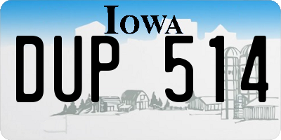 IA license plate DUP514