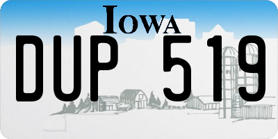 IA license plate DUP519