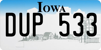 IA license plate DUP533