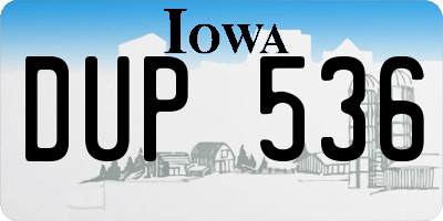 IA license plate DUP536
