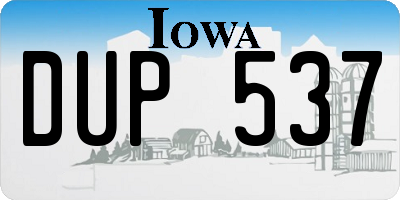IA license plate DUP537