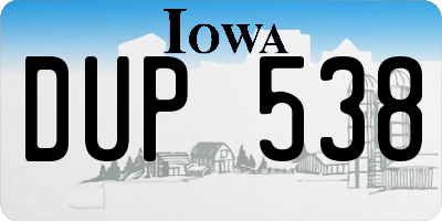 IA license plate DUP538