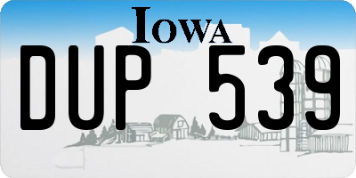 IA license plate DUP539