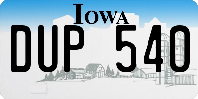 IA license plate DUP540