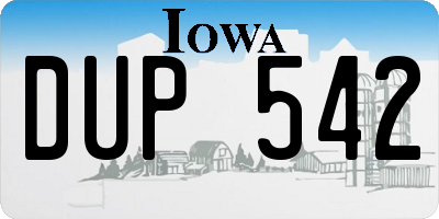 IA license plate DUP542