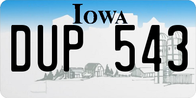 IA license plate DUP543