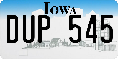 IA license plate DUP545