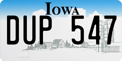 IA license plate DUP547