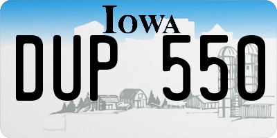 IA license plate DUP550