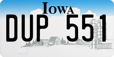 IA license plate DUP551