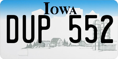 IA license plate DUP552