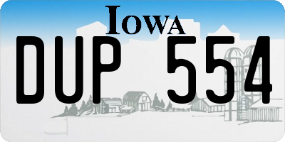 IA license plate DUP554