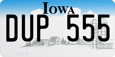IA license plate DUP555