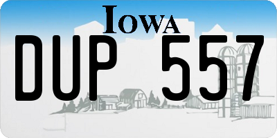 IA license plate DUP557