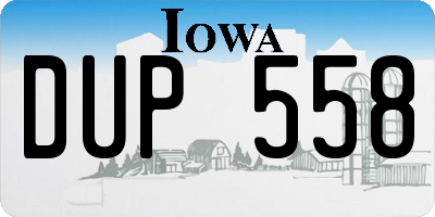 IA license plate DUP558