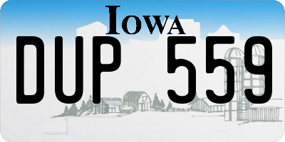 IA license plate DUP559