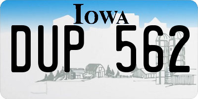 IA license plate DUP562