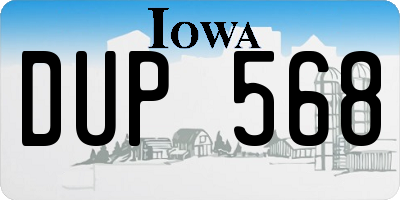 IA license plate DUP568