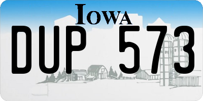 IA license plate DUP573