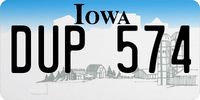 IA license plate DUP574
