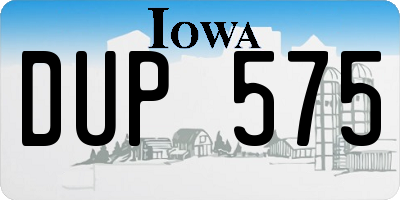 IA license plate DUP575