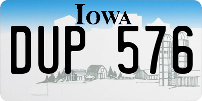 IA license plate DUP576