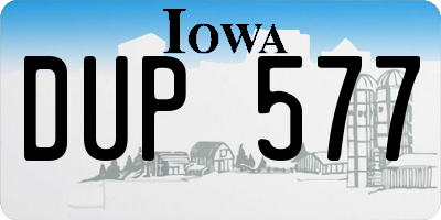 IA license plate DUP577
