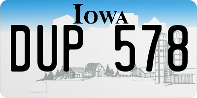 IA license plate DUP578
