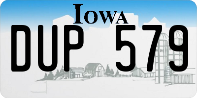 IA license plate DUP579