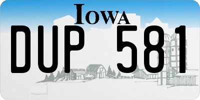 IA license plate DUP581