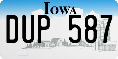 IA license plate DUP587