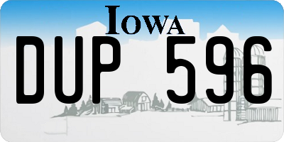 IA license plate DUP596