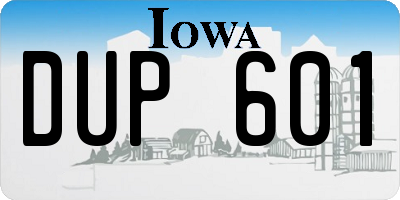 IA license plate DUP601