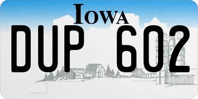 IA license plate DUP602