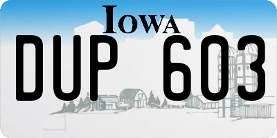 IA license plate DUP603