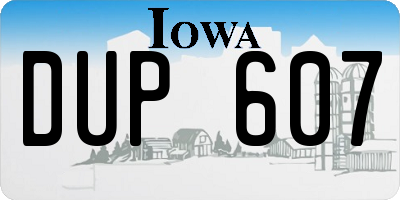 IA license plate DUP607