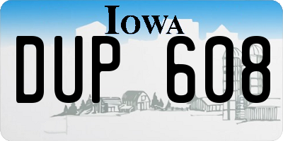 IA license plate DUP608