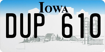 IA license plate DUP610