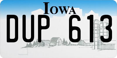 IA license plate DUP613
