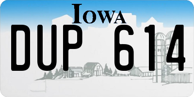 IA license plate DUP614