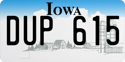 IA license plate DUP615